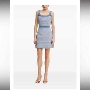 Guess denim-trimmed tweed mini dress